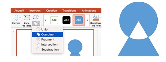 formes combinaison powerpoint combiner