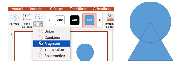 formes combinaison powerpoint fragment