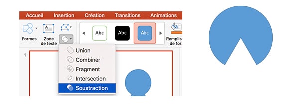 formes combinaison powerpoint soustraction